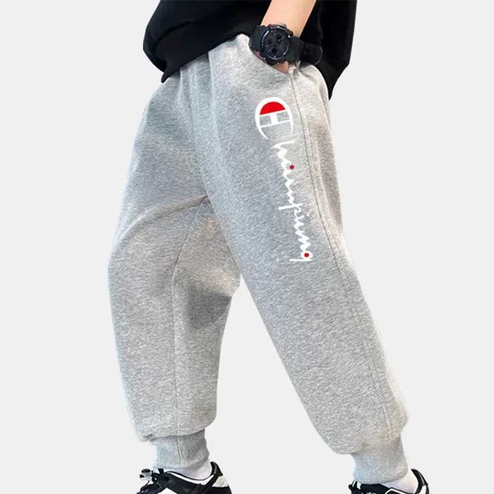 Outdoor leisure sports childrens street pants simple printing two tone high-quality autumn and winter new childrens clothingT250318