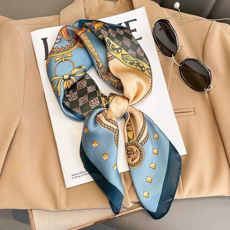 70cm Chain Pattern Scarf Universal Imitation Silk High-end Square Scarf Clothing Accessories Kerchief Shawl Protection scarf X250319