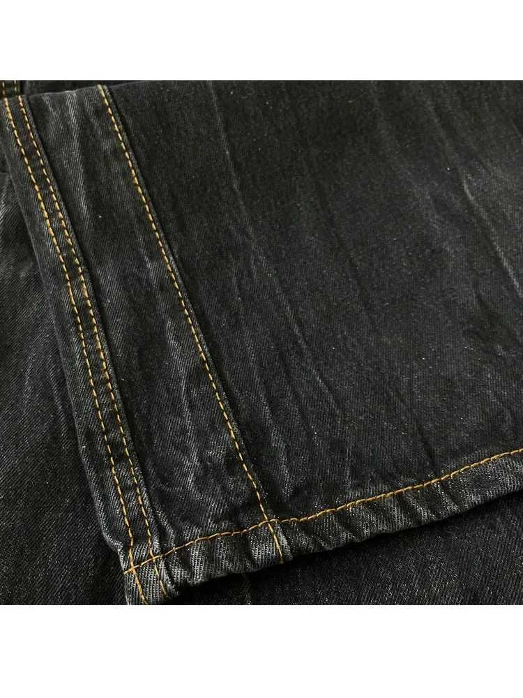HOUZHOU GRUNGE Y2K Black Jeans Womens Baggy Retro Street Oversized Denim Trouser Gothic Gyaru 2000 Acubi Fashion JeansT250319