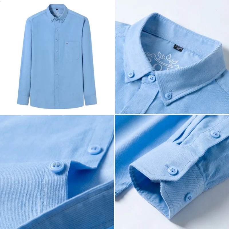 7XL 6XL cotton denim shirt mens long sleeved casual fit soft and comfortable pocket dress 250317