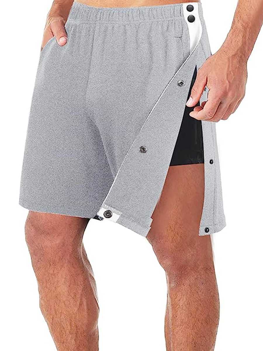 Mens casual 2023 summer shorts patch work elastic waist loose shorts side button side pocket short S-3XL W250319