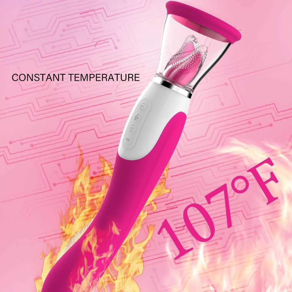 Double ended Clitoris G-Spot Clit suction cup tongue licking suction cup pump sex toy female dildo vibrator W250319