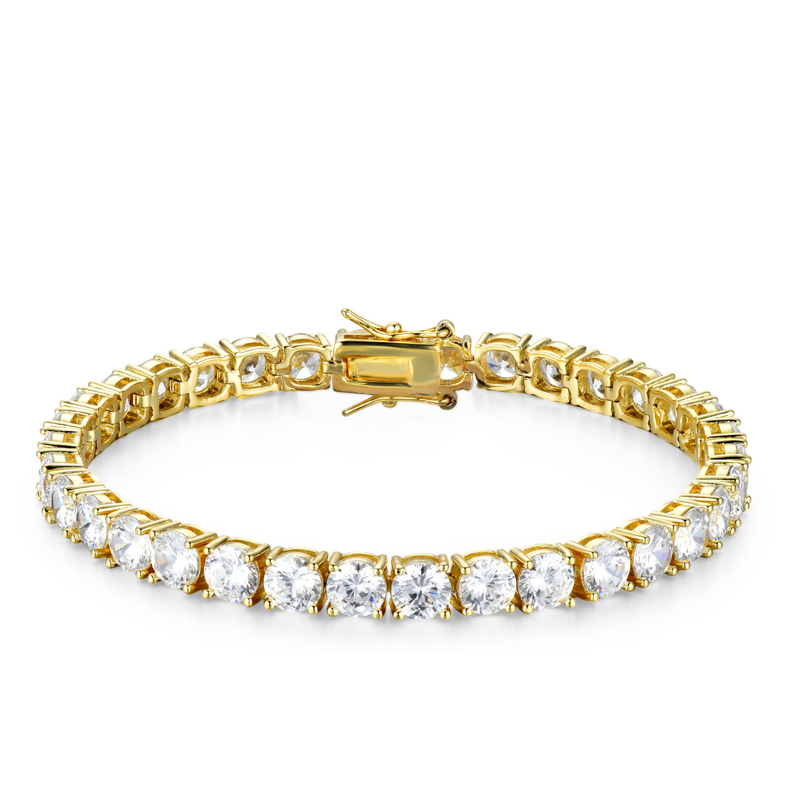 Sparkg 6mm Moissanite Halo Tennis Bracelet High Quality White Gold Non Fade Sterg Sier Hip Hop Jewelry for Men
