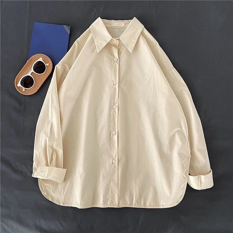 Collar long sleeved loose shirt and blouse top casual French single chest solid womens 250319