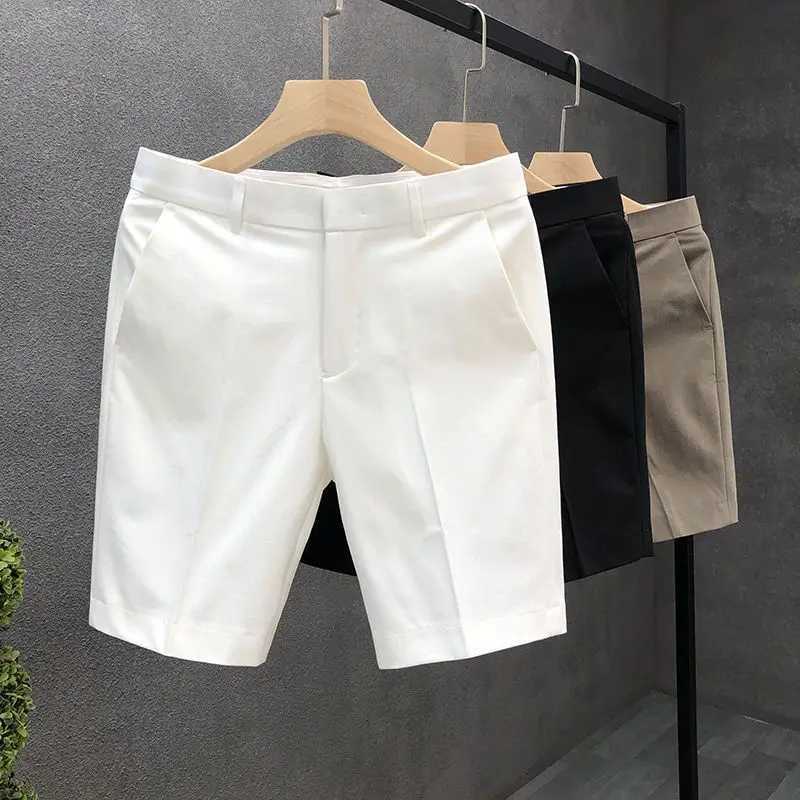 High end lightweight business set shorts mens white slim straight shorts mens summer thin casual shorts W250319