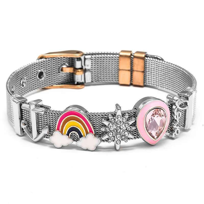 10mm Stainless Steel Mesh Bracelets Original Rainbow Love Beads Charm Keeper Bracelets Bangles For Women Fashion Jewelry Gift