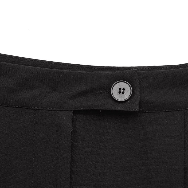 2025 Spring/Summer New Casual Women's Clothing Fashion Simple and Versatile Wide Leg Pants Button Pocket Wrinkle Decoration