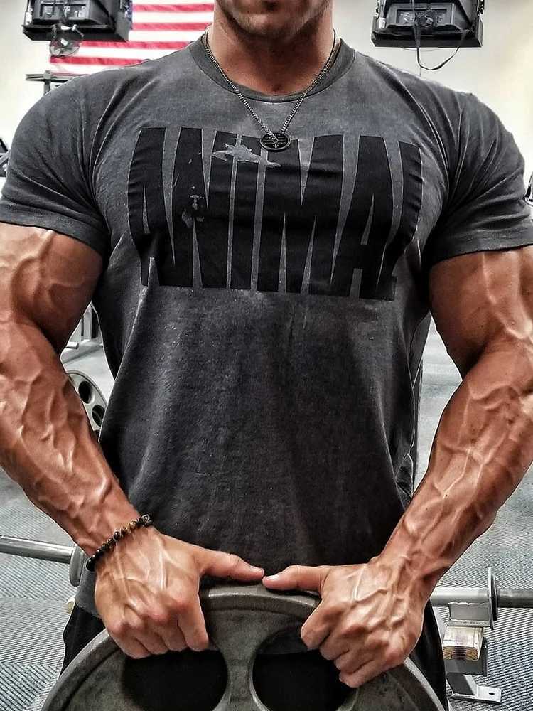 Slow jogging summer gym fitness T-shirt loose muscle mens fitness training breathable T-shirt plus size sports short sleeved T-shirtT250318