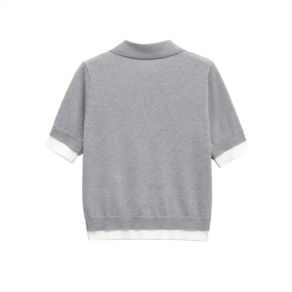 TRAFSHE Y2K Polo T-Shirt Woman Knitted Splicing Collar Top For Women Casual Shirts Woman Spring Tops Woman Clothing 3581004 250318