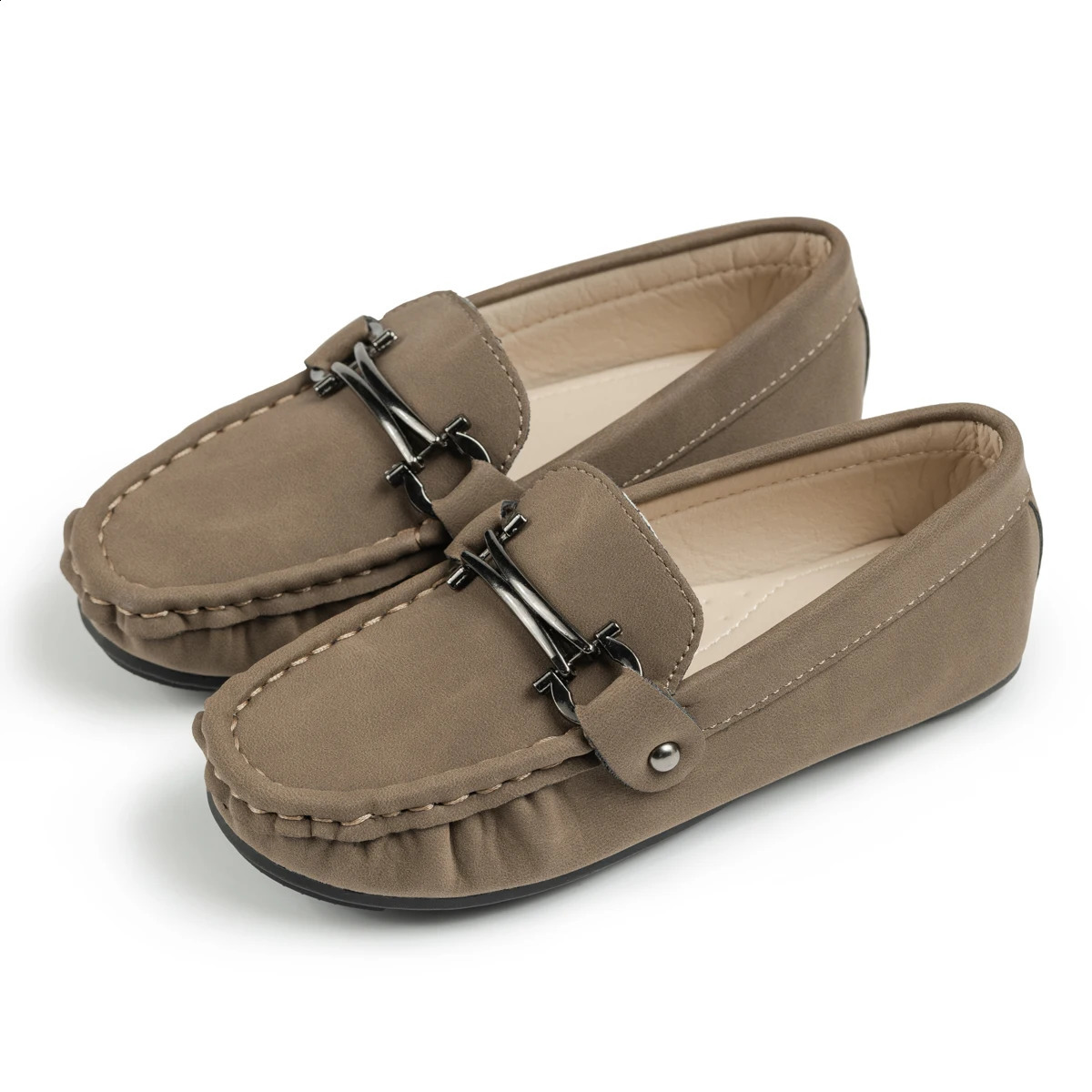 KIDSUN Spring Kids shoes brown rubber sole soft PU leather casual boys and girls Loafers skate Moccasins size 2133 250319