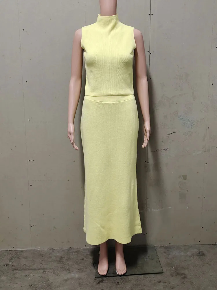 Tossy Elegant Knitwear 2 Piece-Set Long Dress Female Ribbed Sweater Pullover And Loose Patchwork Maxi Skirt Sets Ladies Outfits 250319