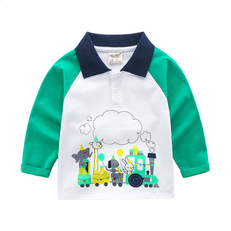 HoneyCherry Long-sleeved Polo Shirt for Children Lovely Stylish and Cartoon-themed Polo Shirt 250319