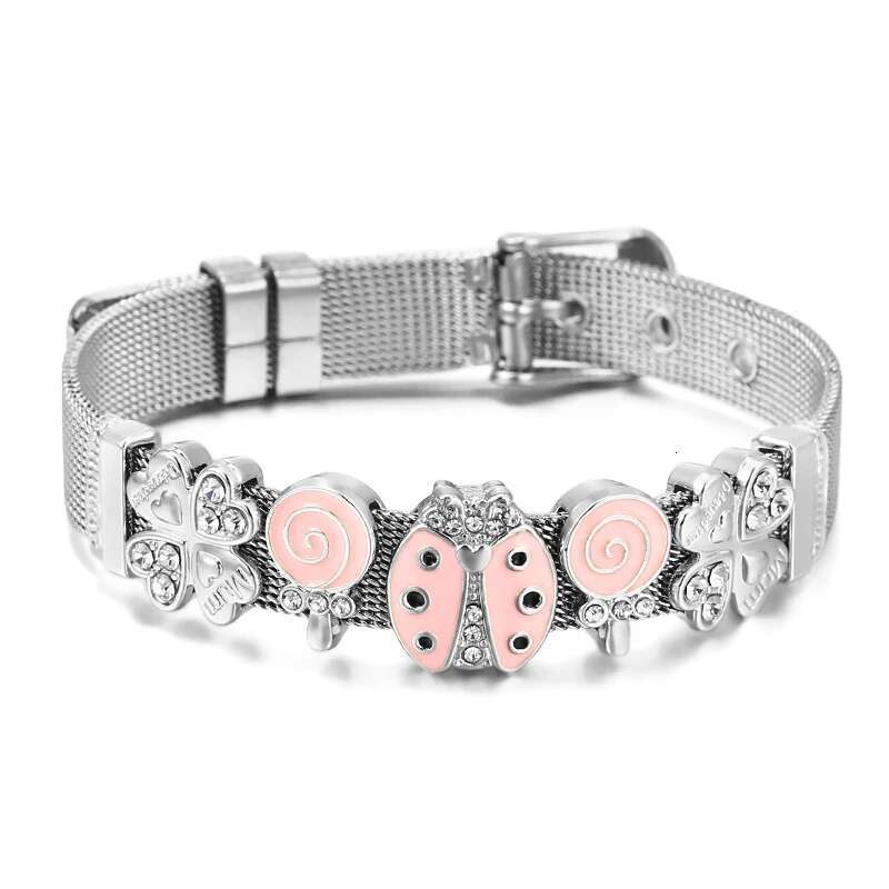New Fashion 10mm Lollipop Beads Stainless Steel Mesh Bracelets DIY Charm Keeper Bracelets Bangle For Women Men Jewelry Gift