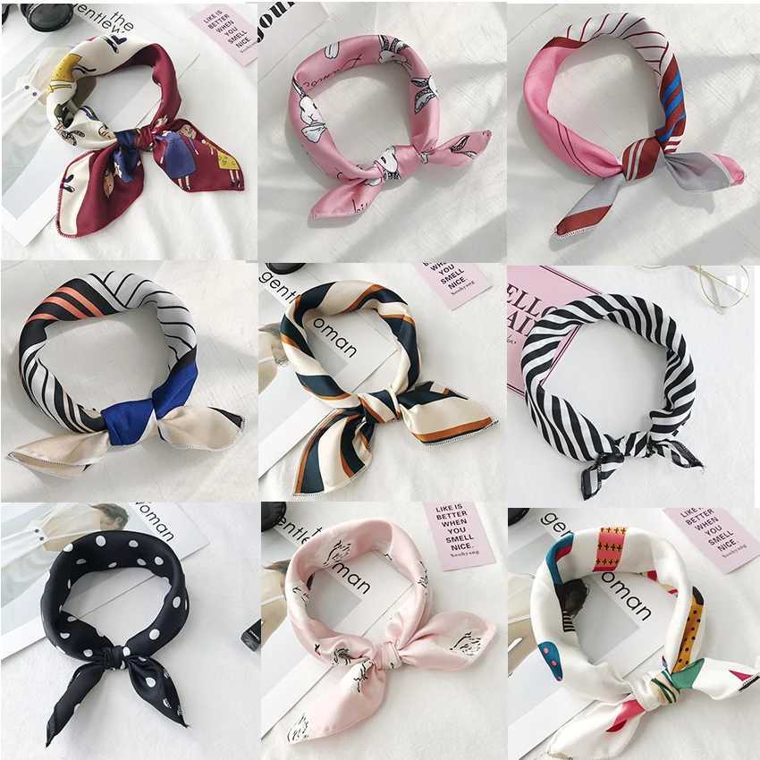 Hair scarf tie print luxury satin small/square/silk/neck/ring/scarf winter scarf X250319