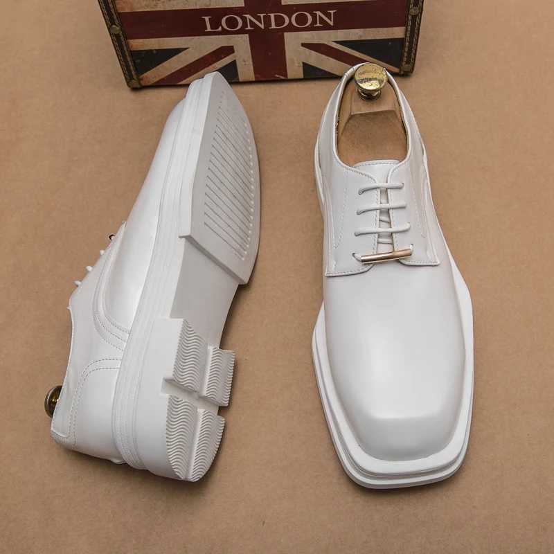 New Mens Retro Fi White Thick soled Formal Shoes Mens Wedding Ball Home Sapato Social MasculinoXJ250319