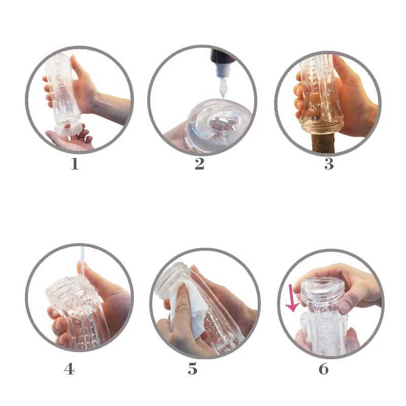 Male Masturbator Cup Soft Silicone Pussy Transparent Vagina Adult Goods Endurance Exercise Vacuum Pocket Cup for Adults Sex ToysXJ250319