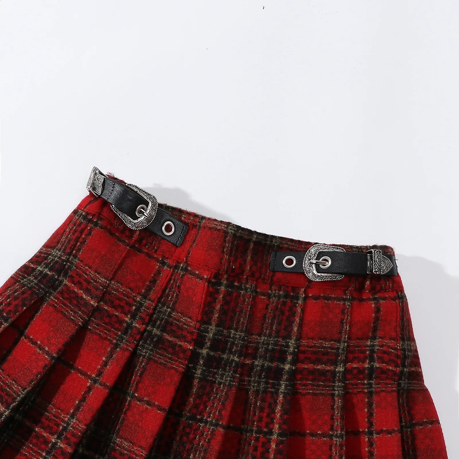 Plaid Skirt for Girls 2025 Fashion All-match Red Short Princess Skirt Casual A-line Teen School Children Skirt 8 10 12 Years 250319