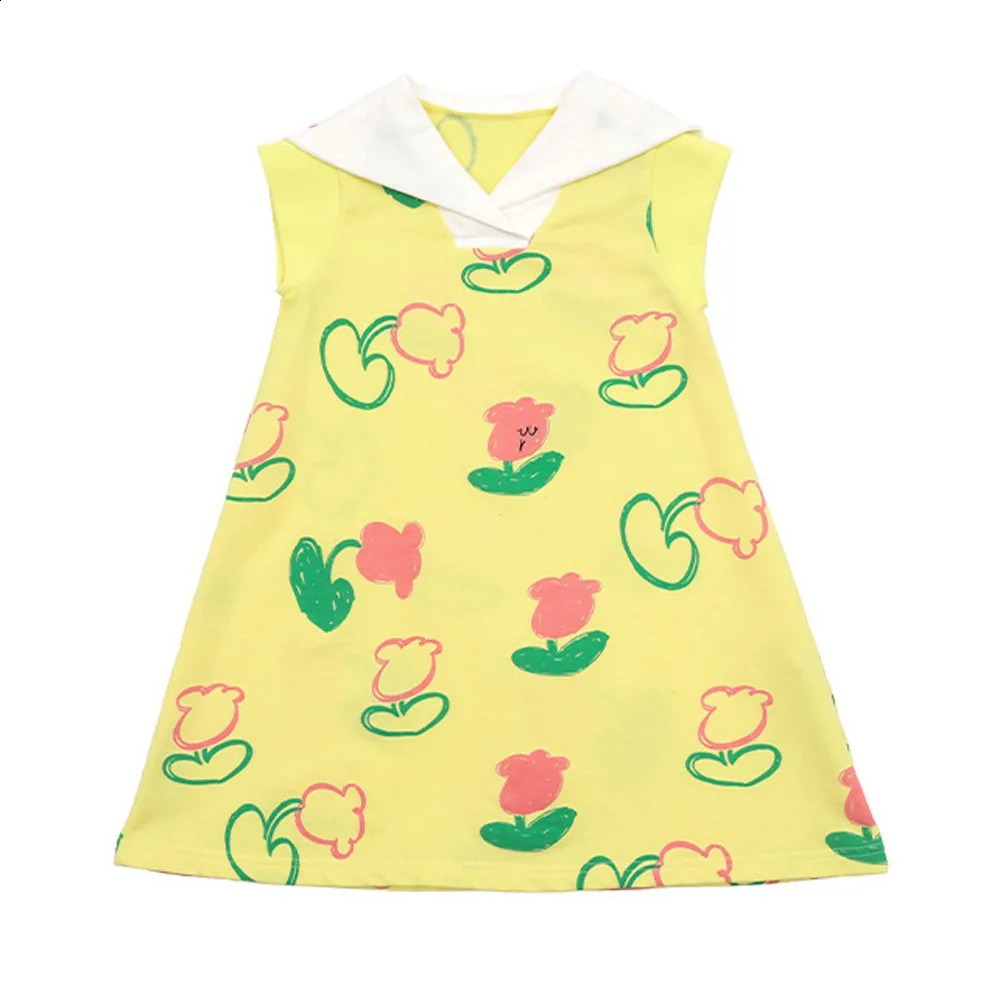 Childrens Short-sleeved Suit 2025 Summer Printing Lapel Fashion Boys T-shirt Cotton Sweet Girl Dress Childrens Clothing 250319