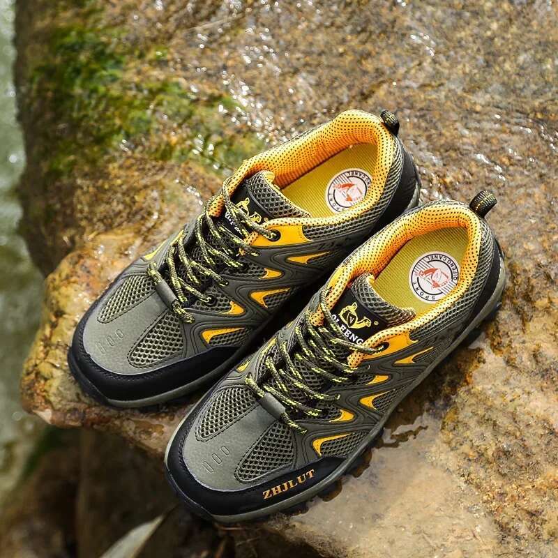 2025 new summer men's casual outdoor mesh sports shoes women's non slip lace up hiking shoes breathable camping designer fashionable black s