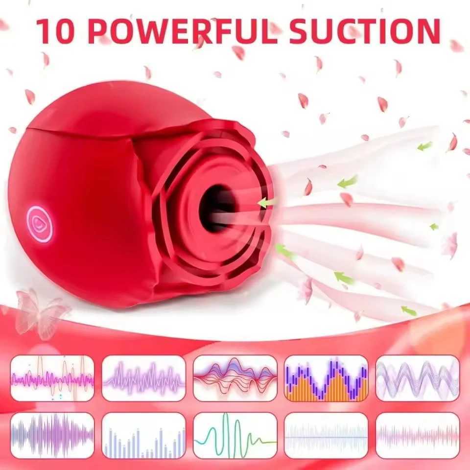 10 speed rose vibrator G-Spot fake penis powerful vaginal clitoris suction female sex toy powerful vacuum vibrator massager W250319