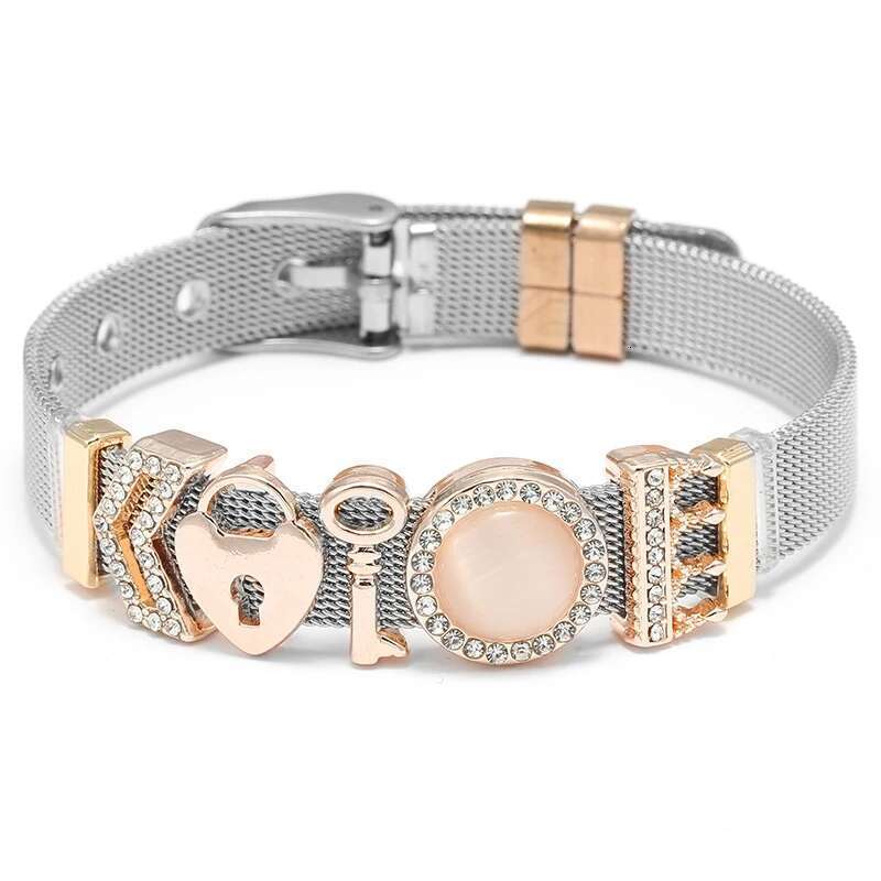 High Quality Stainless Steel Mesh Bracelets With DIY Key Lock Beads Buckle Keeper Bracelets For Women Boyfriend Jewelry Gift