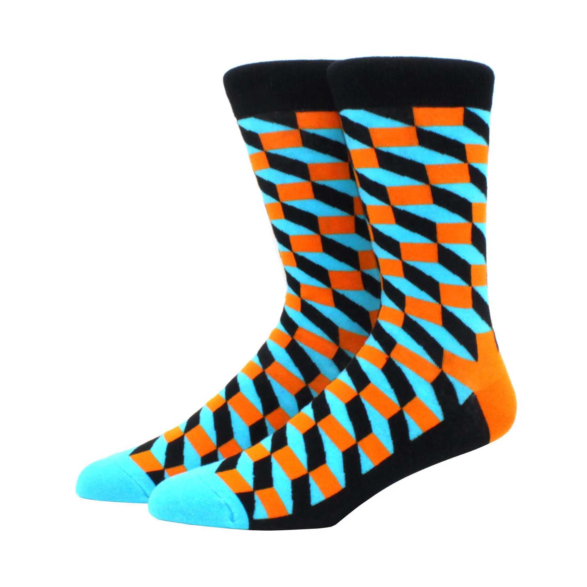 Classic hot selling mens casual gentleman socks high-quality color puzzle happy socks business party dresses mens cotton socks X250319