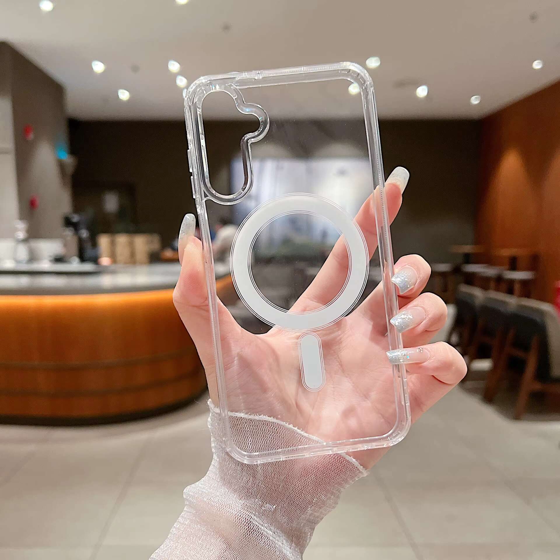Anti-shock Transparent Magnetic Wireless Charging Back Phone Cover for Samsung S25 S24 Ultra S23 S22 ultra Plus