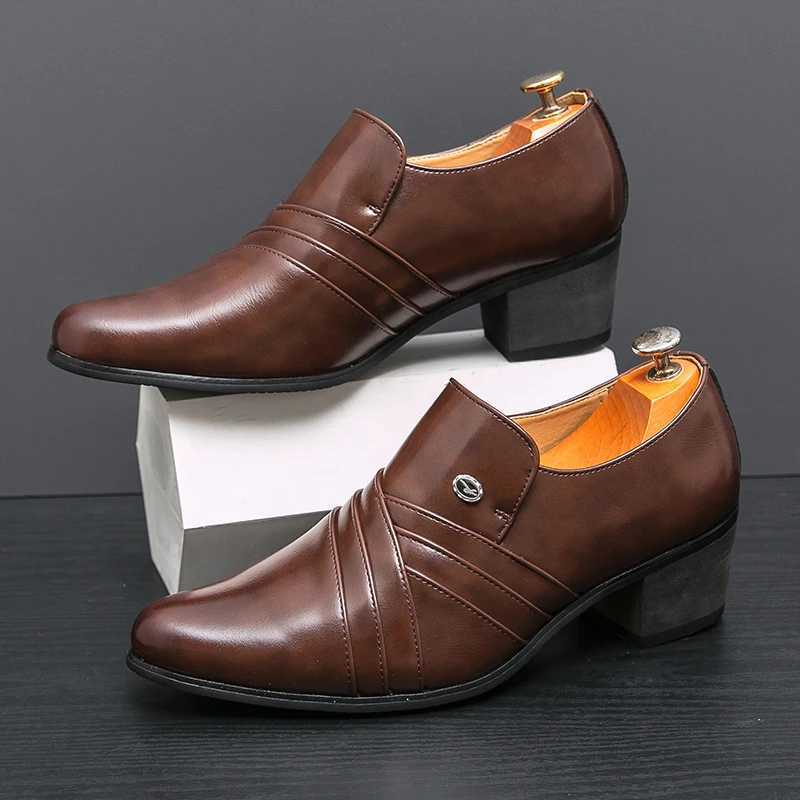 High End Brand Mens Business Dress Shoes Leather Increased Height British Shoes Men Pointed Toe Shoes Wedding Free DeliveryXJ250319