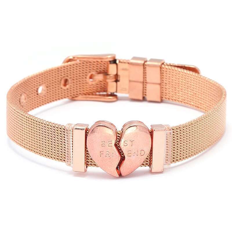 10mm Best Friend Beads Stainless Steel Mesh Bracelets DIY Charm Keeper Bracelets Bangle For Women Friend Men Best Jewelry Gift