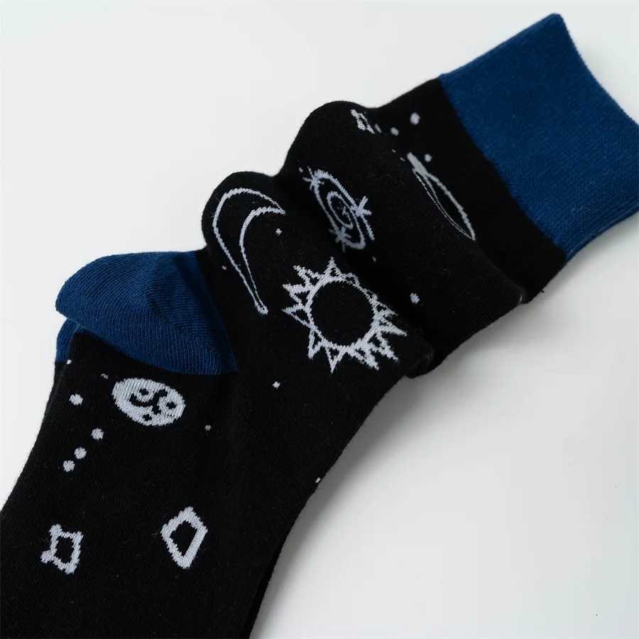 MYORED 1 double autumn-winter new sun planet star pattern mens cotton socks X250319