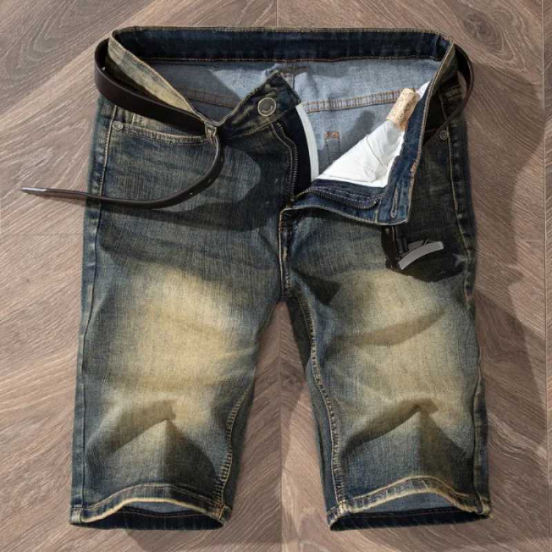 Summer Thin Mens Jeans Shorts Retro Slim Straight Classic Cropped Pants Casual Versatile Washed Nostalgic Pants W250319