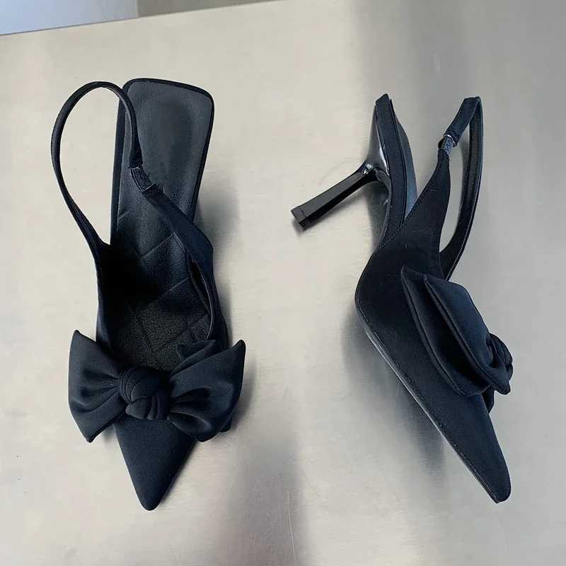 New Arrival 2025 Summer Brand Women Slingback Sandals Heeled Shoes Fashion Bow-knot Pointed Toe Slip on Ladies Elegant Dress Pumps Shoes T250318