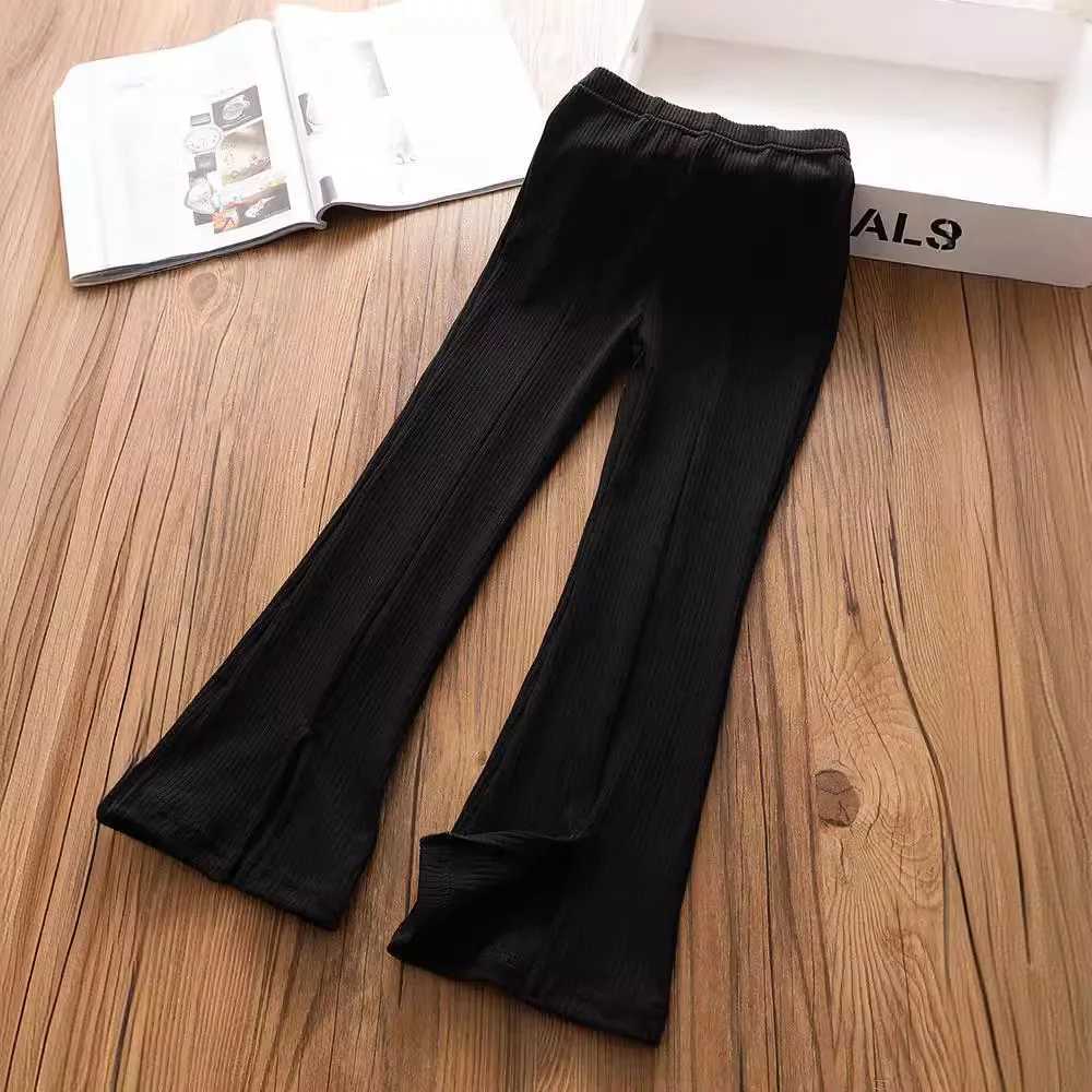 Girl Trouser splits Flared Pants childrens clothing big childrens fashion daily Everything 2024 summer new mid waist casual pantsT250318