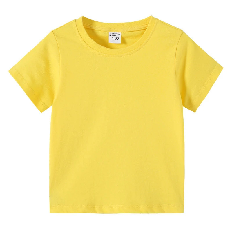 Summer Kids Basic T-shirt Boys Round Neck Tops Tee 2025 Children Short Sleeve tshirts Girls Solid Color Tees Wholesale Clothes 250319