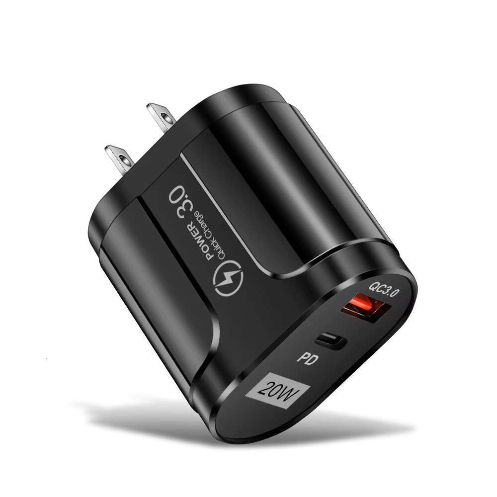 CE ROHS FCC EU US Dual Ports PD 20W QC 3.0 USB Wall Charger Type C Fast Charging for iPhone Samsung