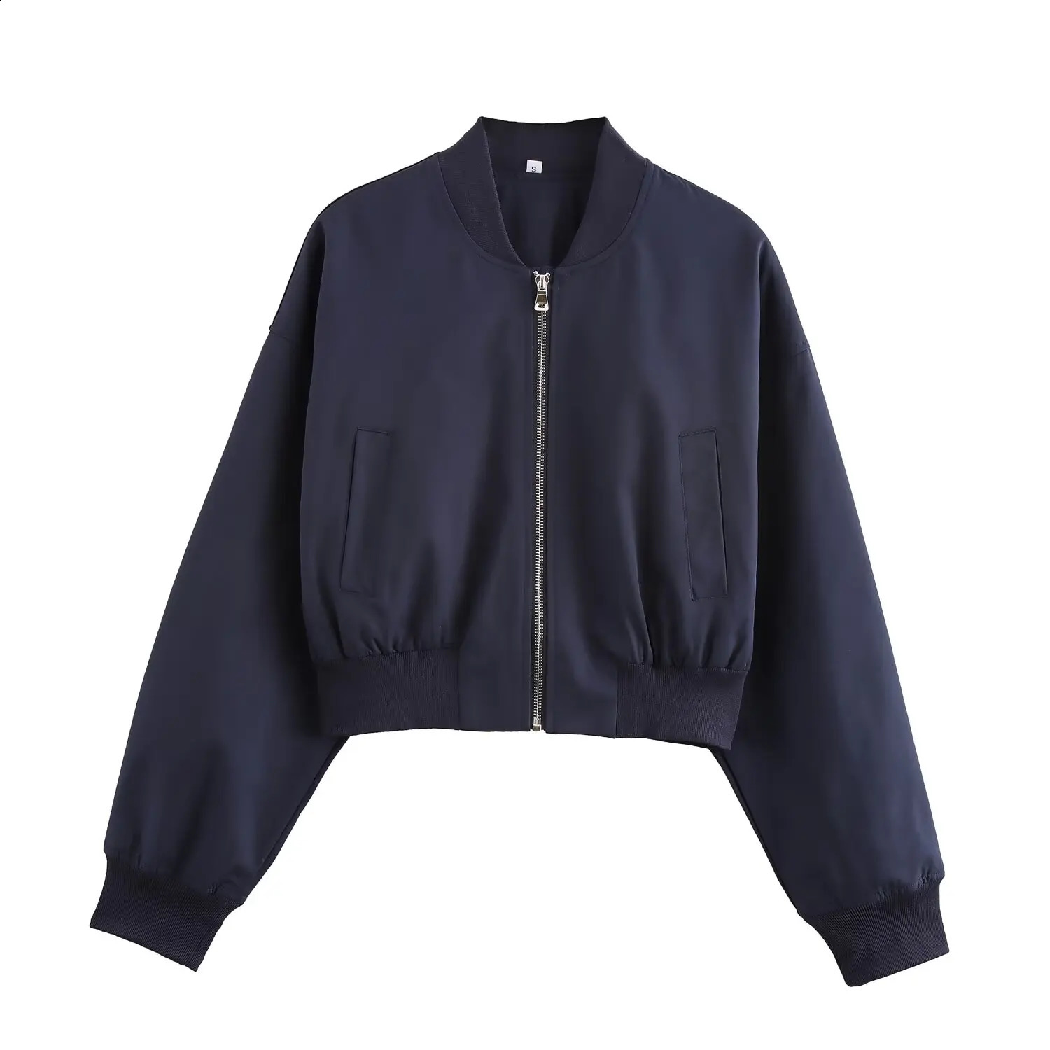 Autumn Womens Fashion Paradigm Simple Baseball Jacket Short Shoulder Wide Coat 250317