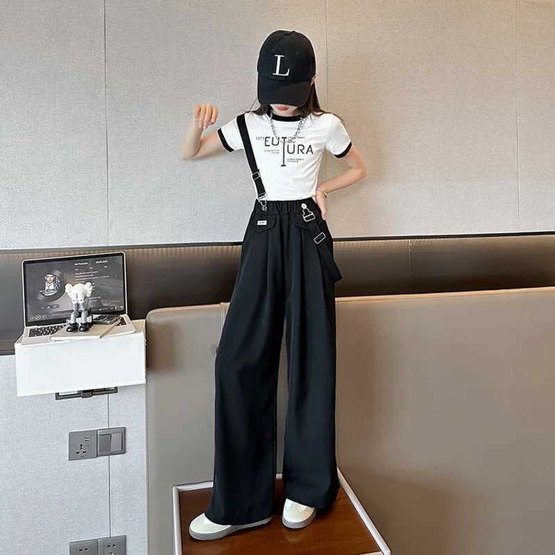 2025 Girls Summer Wide Leg Pants Casual Fashion Thin Loose Trouser for Kids Overalls 12 13 14 Years Youth and Childrens PantsT250318