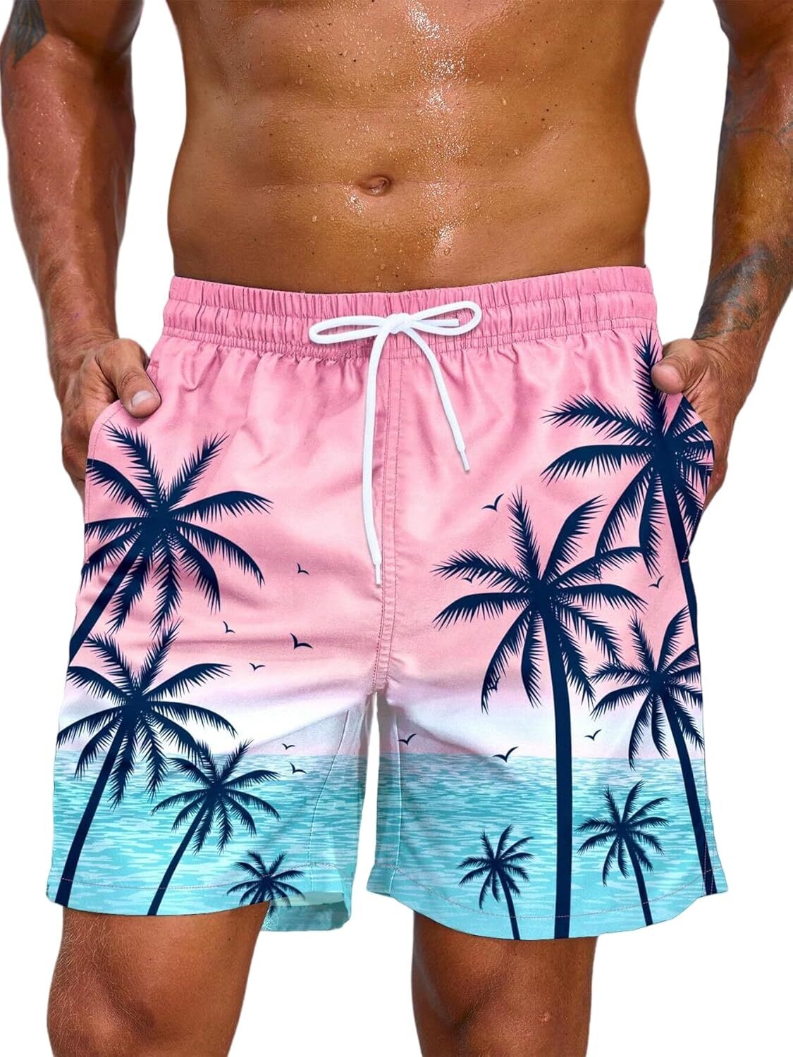 Mens Swim Trunks Stretch Men's Bathing Suit Swimming Trunks for Men Beach Shorts Print Swim Shorts Fashionable beach pants