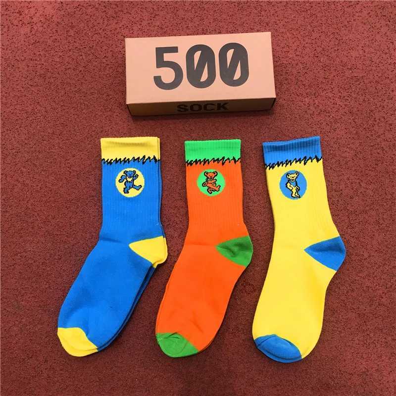 3 pairs/box fashionable mens and womens fashionable personality color dance bear competition youth SOCKS gift bag X250319