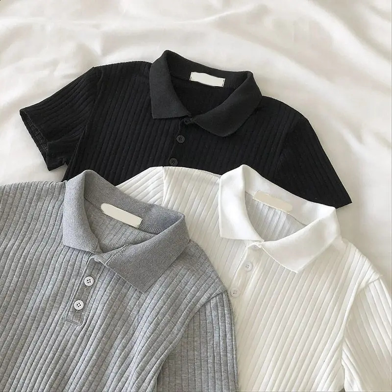 Summer Childrens Solid Color POLO Shirt Handsome Fashion Sports T-shirt Girl Lapel Casual and Comfortable Half Sleeve 4-13y 250319