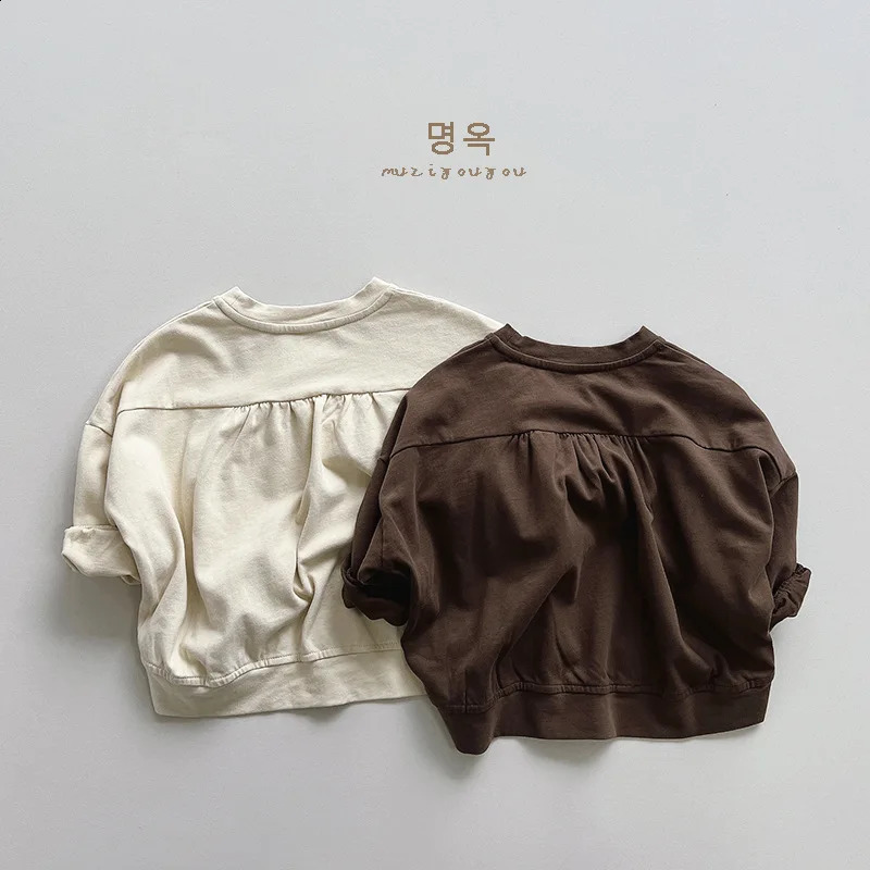 Baby Boys Girls Long Sleeve T Shirts Autumn Kids Solid Casual Bottoming Shirt Toddler Loose Versatile Tops Children Clothes 250319