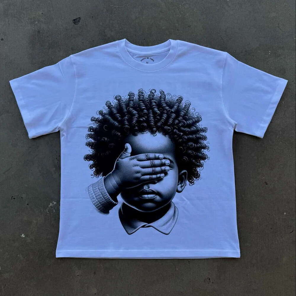 Trendy brand spring/summer unisex trendy American street hip-hop printed casual portrait short sleeved t-shirt