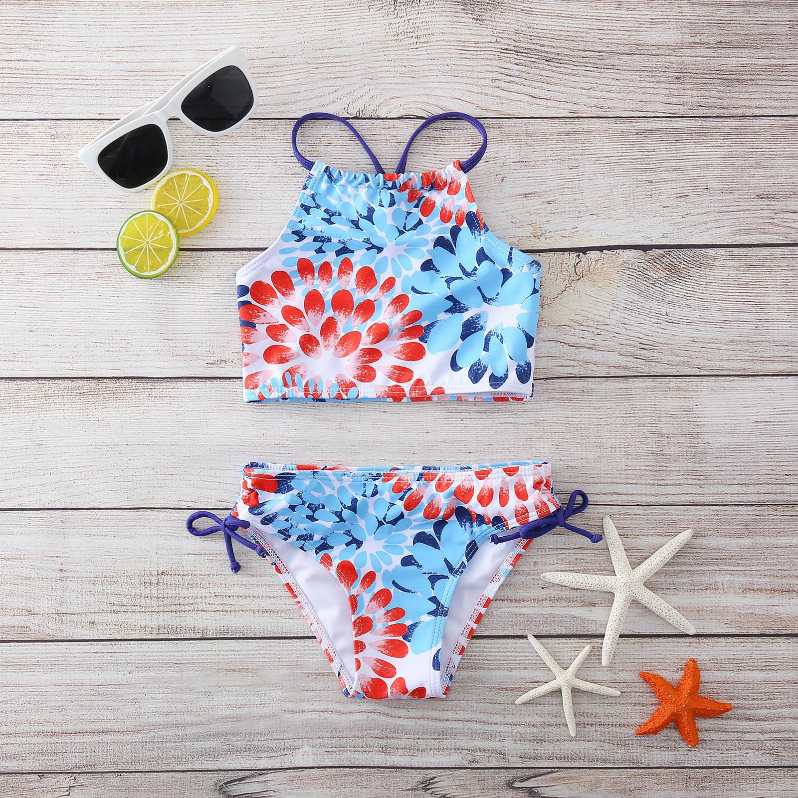 Sport Outfits Beach Daisy 2- Swimsuit Girls Girls Swimwear Bathing Suits for Toddler Girls Kid Bikini 250319