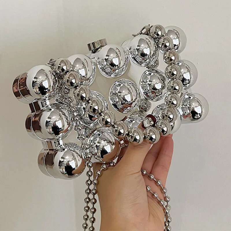 Acrylic Metallic Evening Handbags For Women 2024 Trend Designer Plating Square Bubble With Top Handle Shoulder Bags