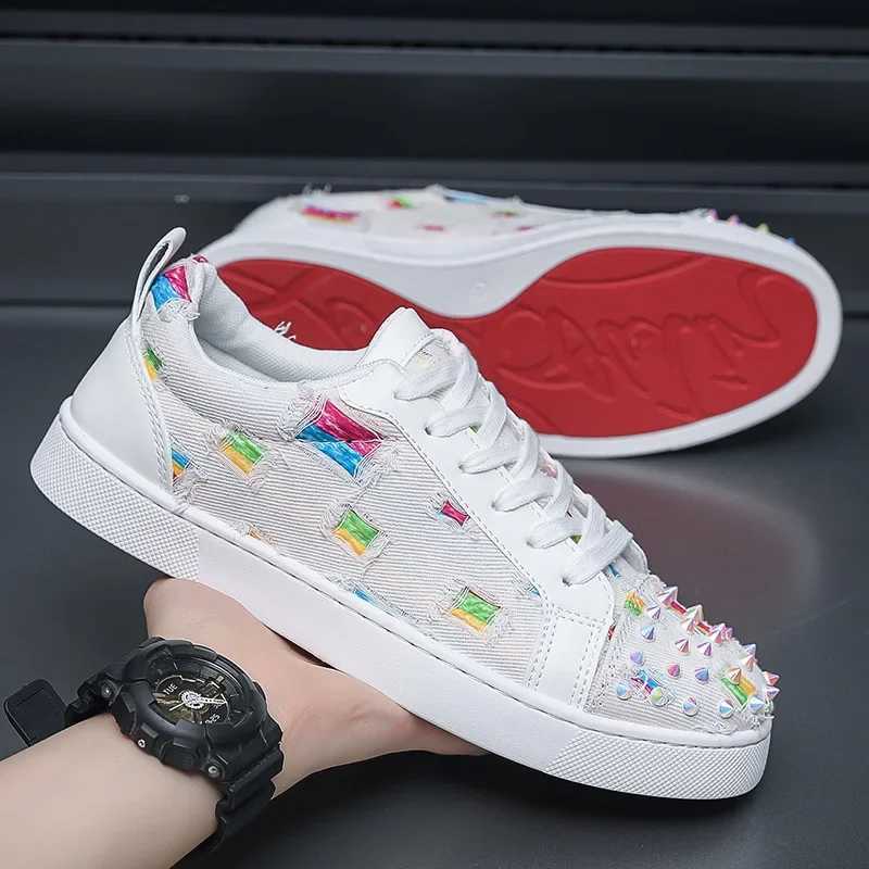 Sports shoes casual mens designer punk board shoes Fi leather canvas breathable height lifting flat white shoes Y250318
