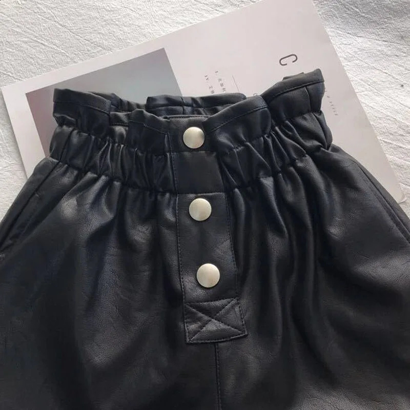 Girls Velvet Leather Shorts Autumn Winter Clothes Korean Girls Clothing Street Fashion High Waist Leather Shorts 250319