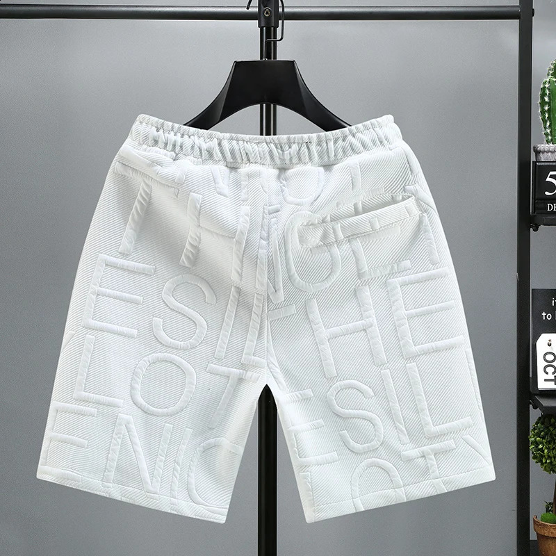 Letters Size 5XL 6XL 7XL Fashion knitted Shorts Men Comfortable Elastic Waist Clothing Male Breathable Short Trousers 250317