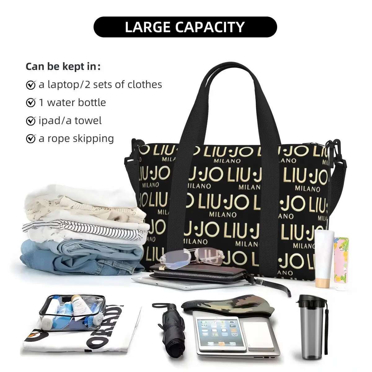 Custom Fashion Brand Liu Jo Groceries Tote Shopping Women Big Capacity Gym Beach Travel Bags