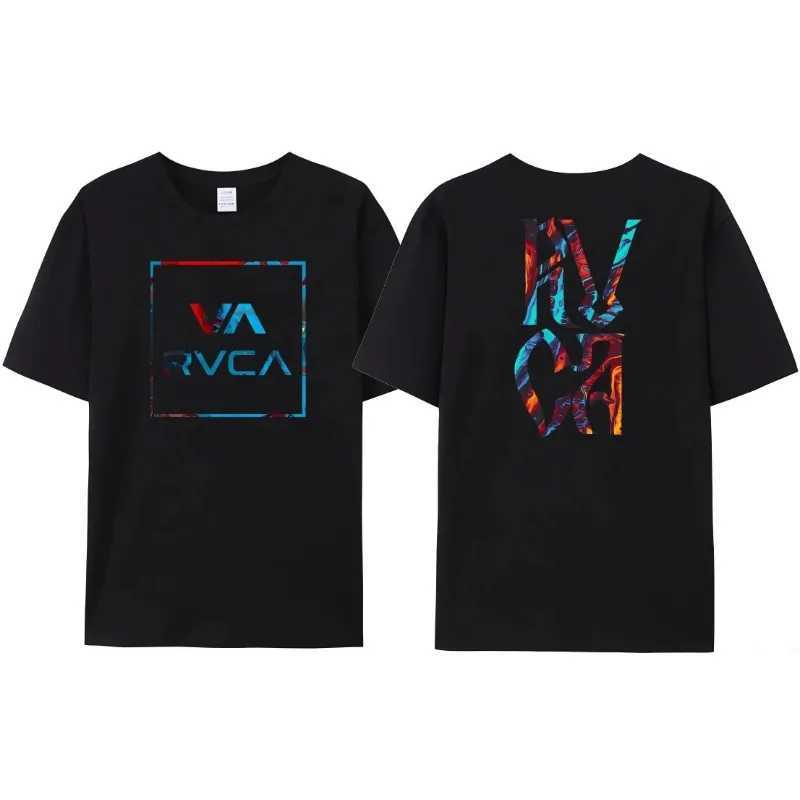 RVCA Mens Black T-shirt Womens Summer Cotton T-shirt Ultra fine Short Sleeve Fashion Design Brand T-shirt Top Street ClothingT250318