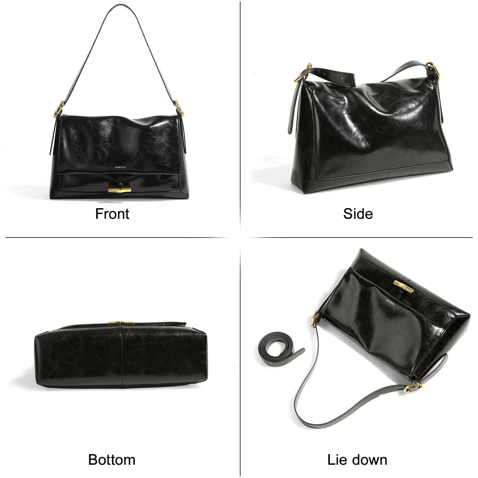 ITAMOOD Large Capacity Messenger Retro Waxed Leather Tote Daily Use And Commuting Shoulder Bag Handbag